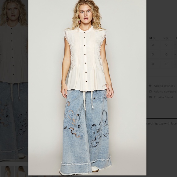 POL “ Madison” POL Sleeveless Rayon & Gauze Top with Lace Detail 35 - Picture 4 of 4